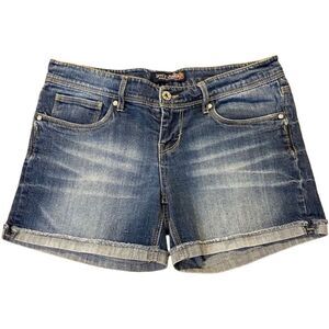 90s Levi’s Shorts Vintage Jean Shorts Dark Wash Rolled Hem Size 7